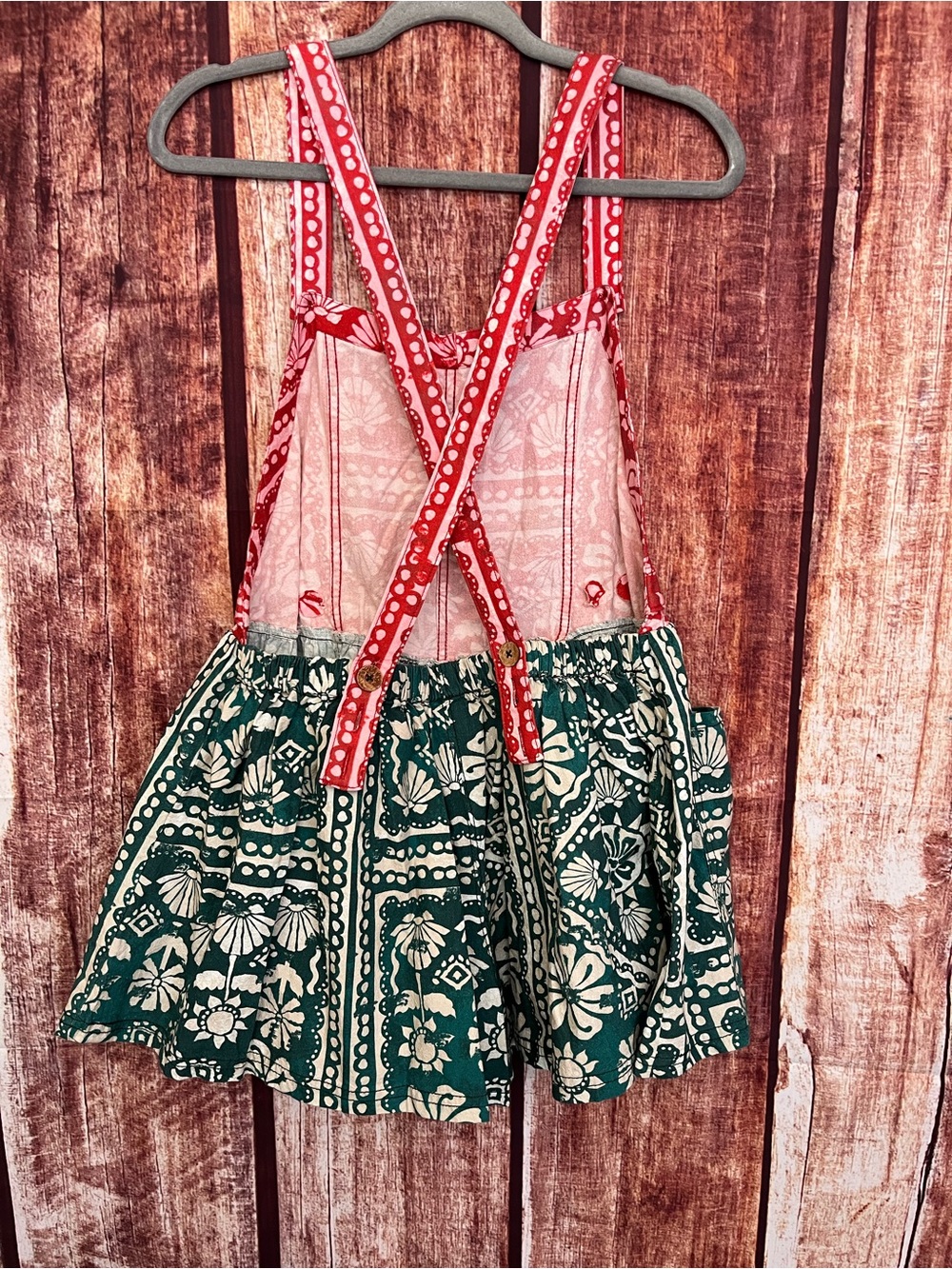 Free People | Tropical Floral Shortalls in Red and Green - Picture 7 of 12